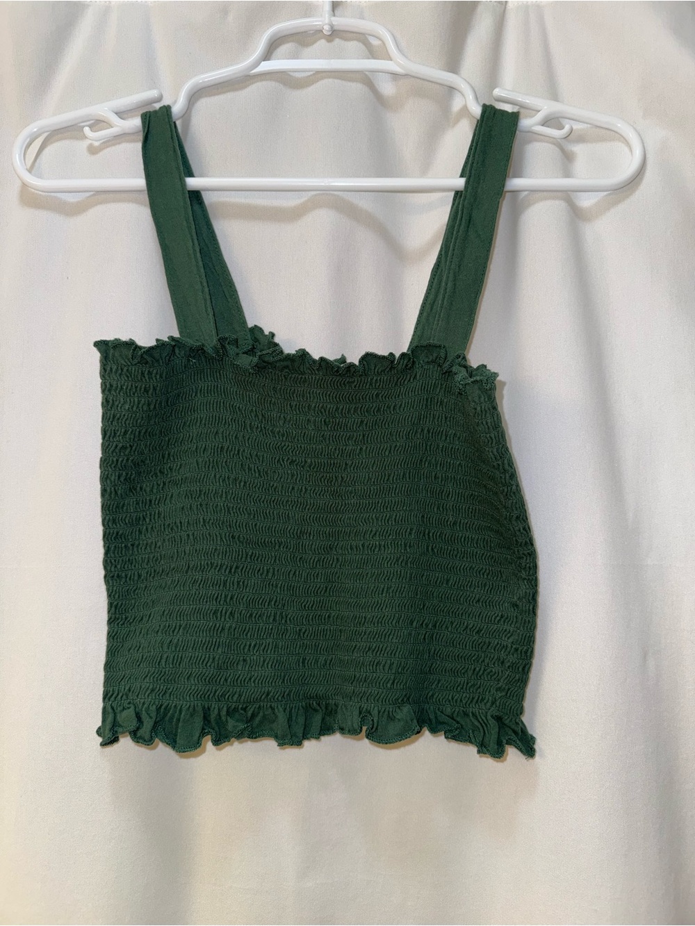 Me to We Dark Green Smocked Crop Tank